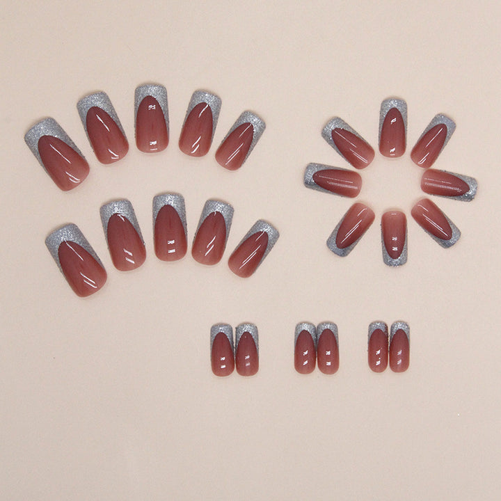 Glitzernde Französische Spitze Nagelkunst Karnz