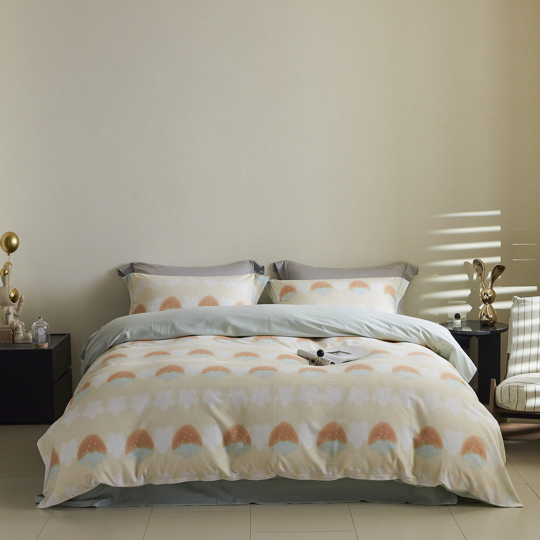Ombre gestreiftes Baumwollsatin Bettbezug-Set