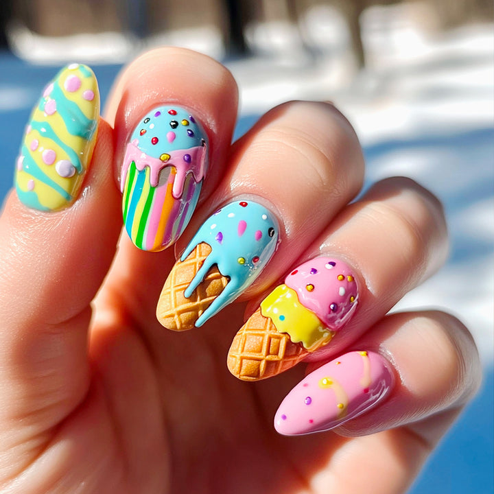 Kunstvolle Nagelkunst im Eiscreme-Design Karnz