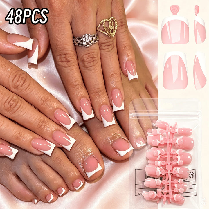 Premium French Tip Press-On Nail Set Karnz