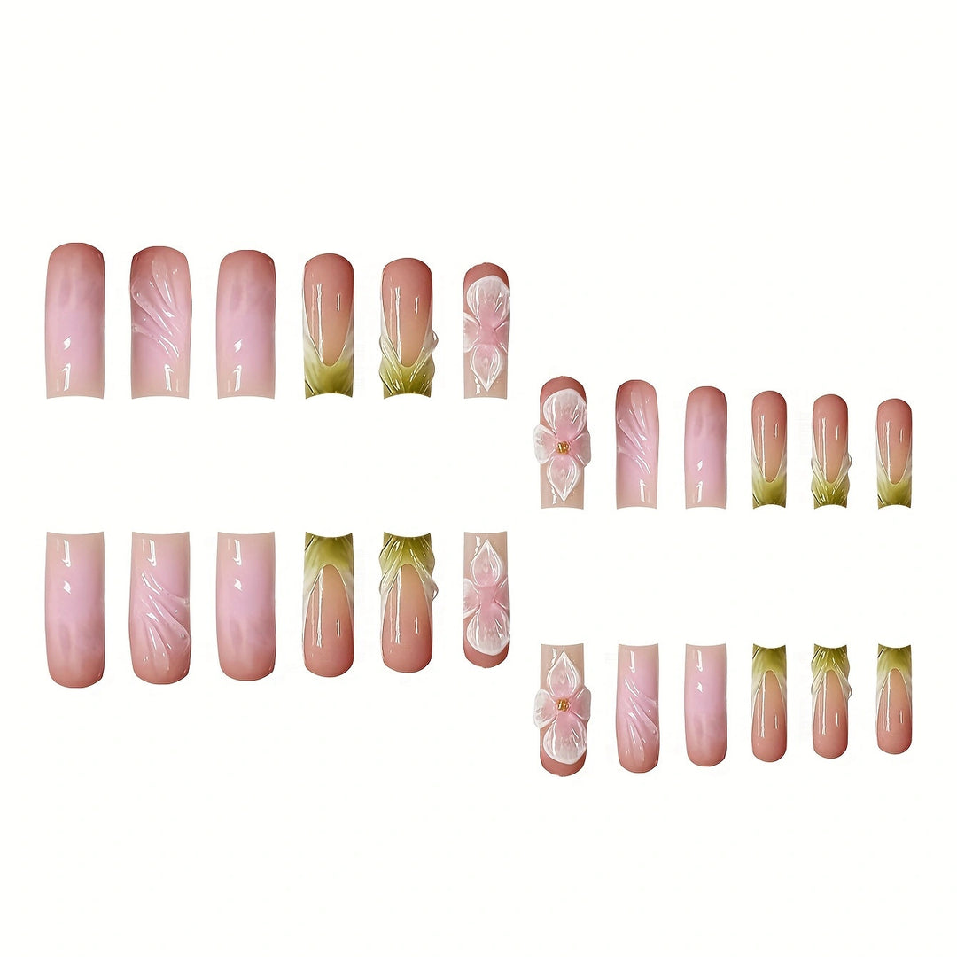 Künstlerische florale Press-On-Nagelerweiterungen Karnz
