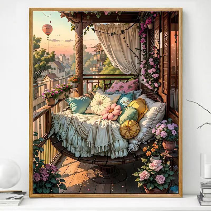 Gemütlicher Balkon Kunstdruck Karnz