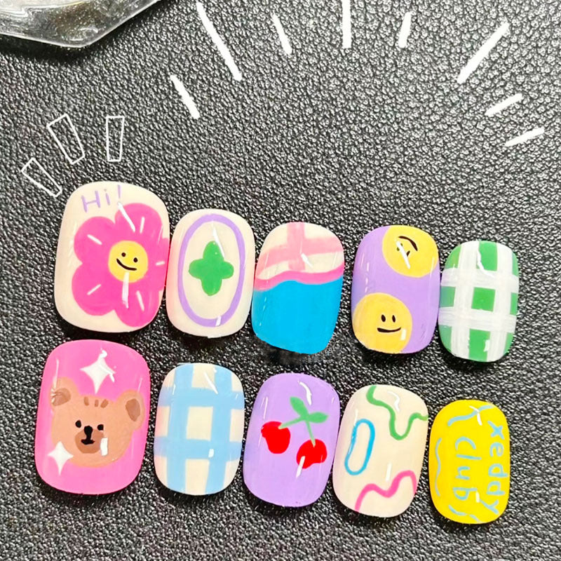 Künstlerisches katzenmotiviertes Press-On-Nagelkunstset Karnz