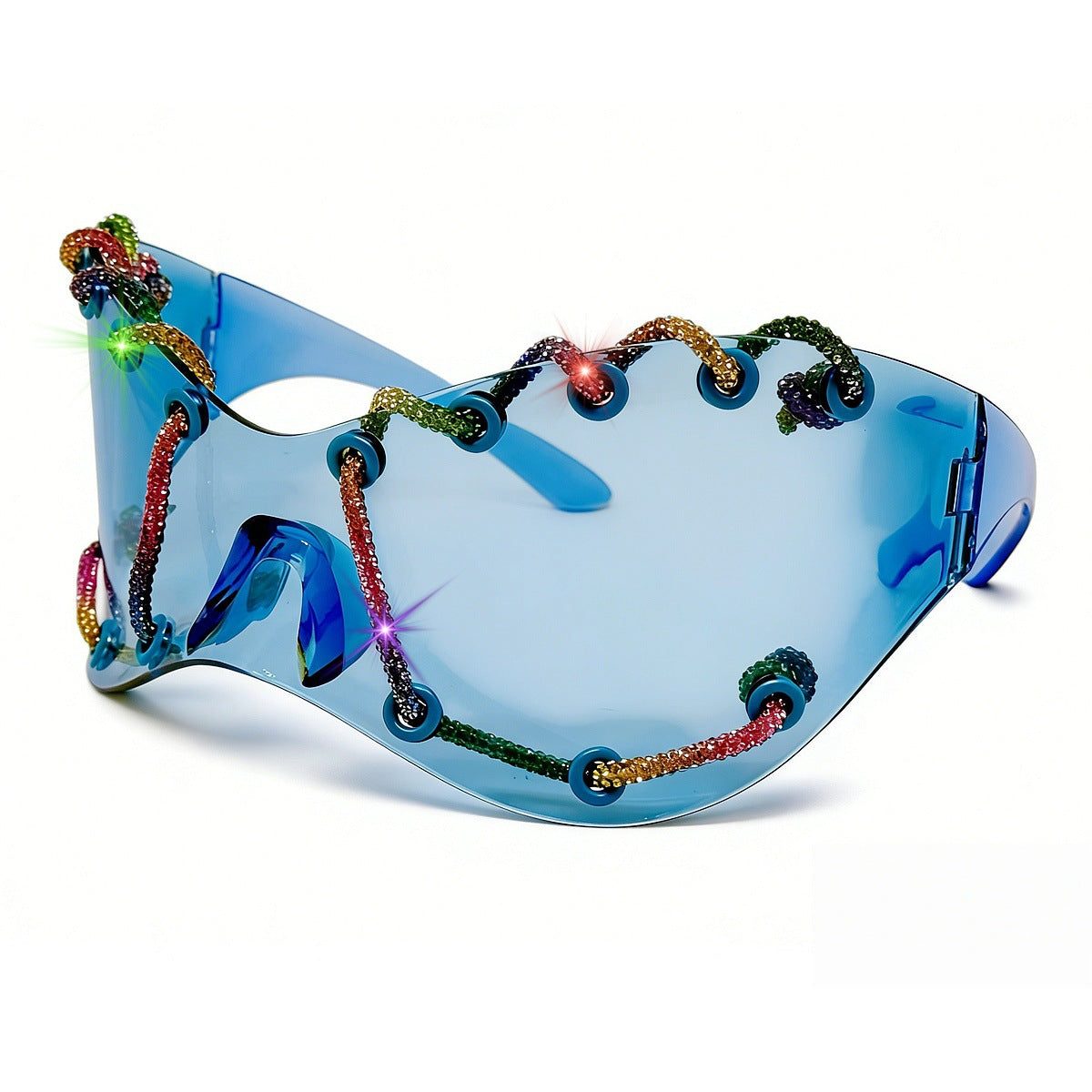 Damen extravagante Sonnenbrille mit einzigartigem Ketten-Design Karnz
