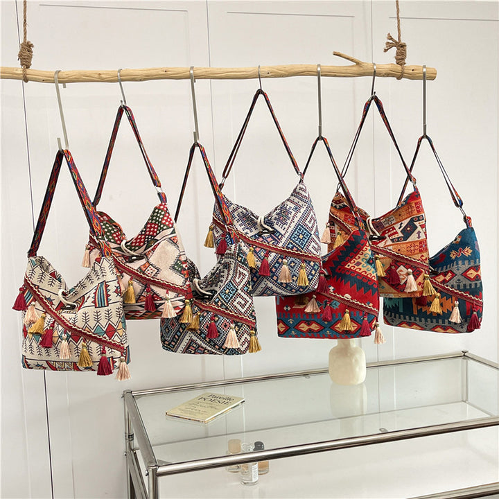 WoEthnic Gemusterte Klapp-Hobo-Tasche Karnz