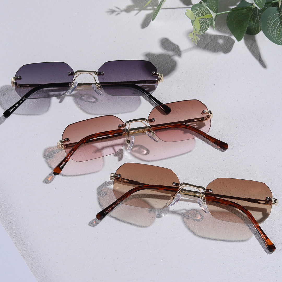 Damen geometrische Sonnenbrille mit filigranem Metallrahmen Karnz