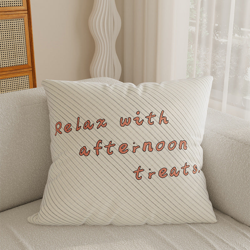 Cotton-Linen Kawaii Breakfast Bread and Coffee Illustrated Decorative Throw Pillow Cover