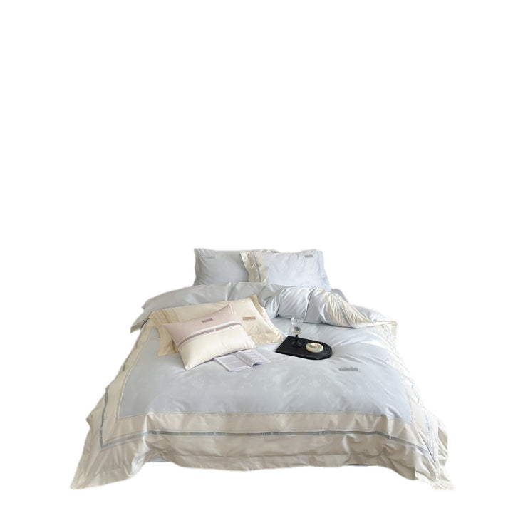 Premium-Bettwäscheset aus Baumwollsatin mit dezentem Schmetterlings‑Jacquard und Zierkeder