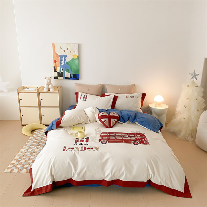 Kinder-Reise-theme Baumwoll-Percale Bettbezug Set