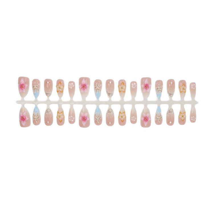 Künstlerisches floral-verziertes Press-On Nagelset Karnz