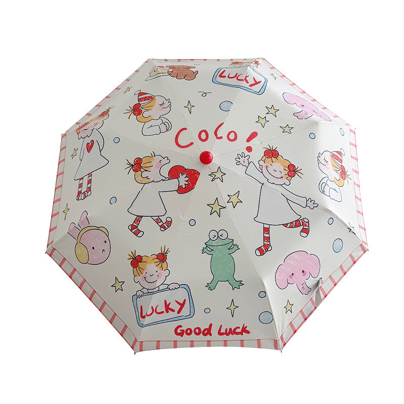 Damen Faltbarer Regenschirm mit verspieltem Kindermotiv Karnz