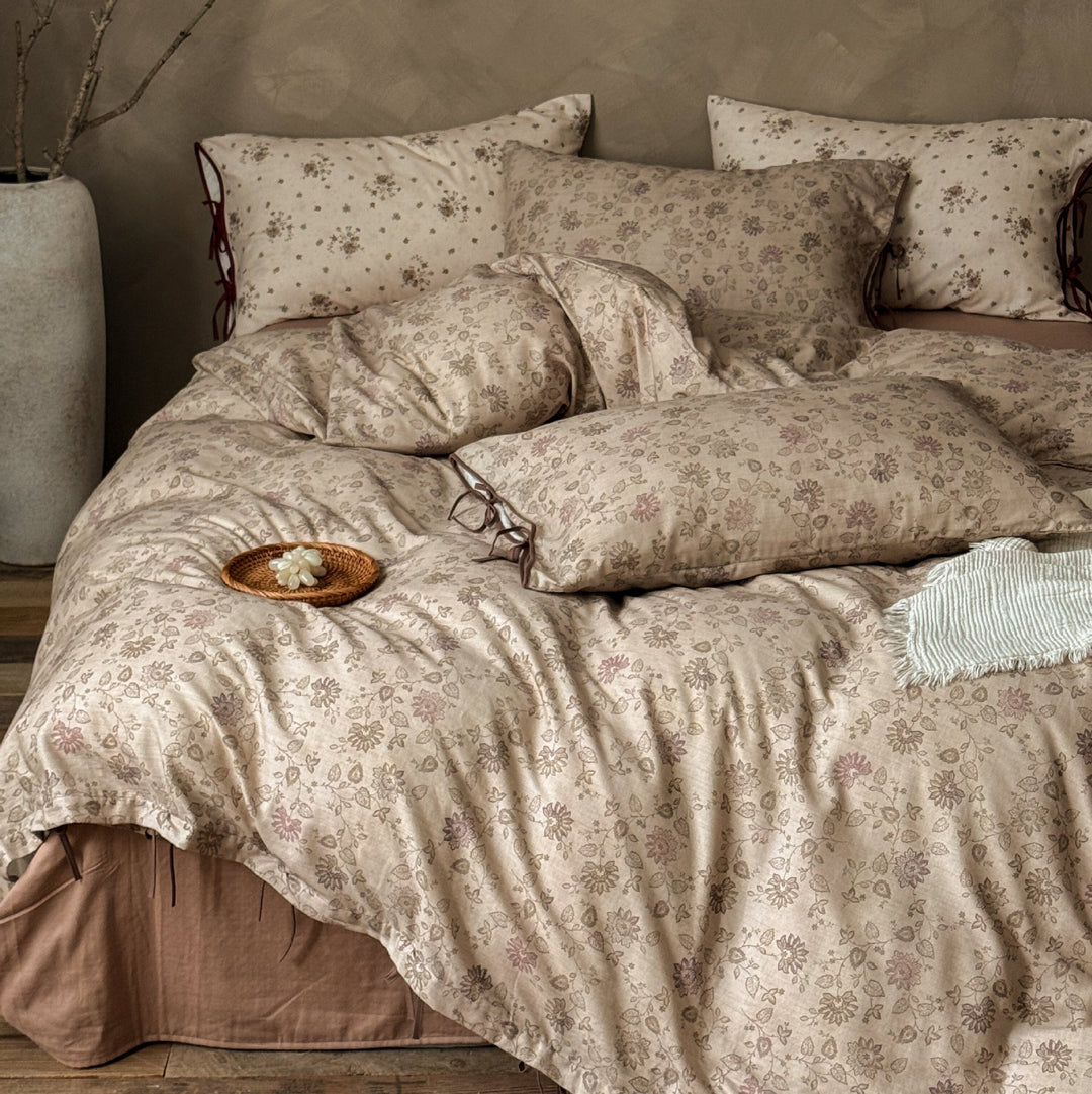 Blumen Baumwolle Percale Bettbezug Set mit Bindeschluss