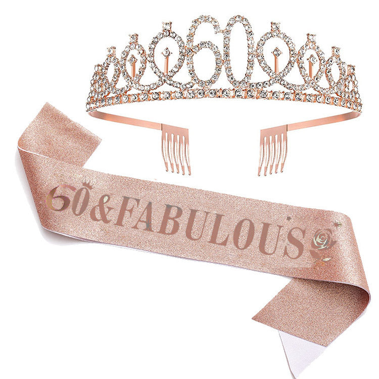 Damen Glitzernde Geburtstagstiaraset mit Sash Karnz