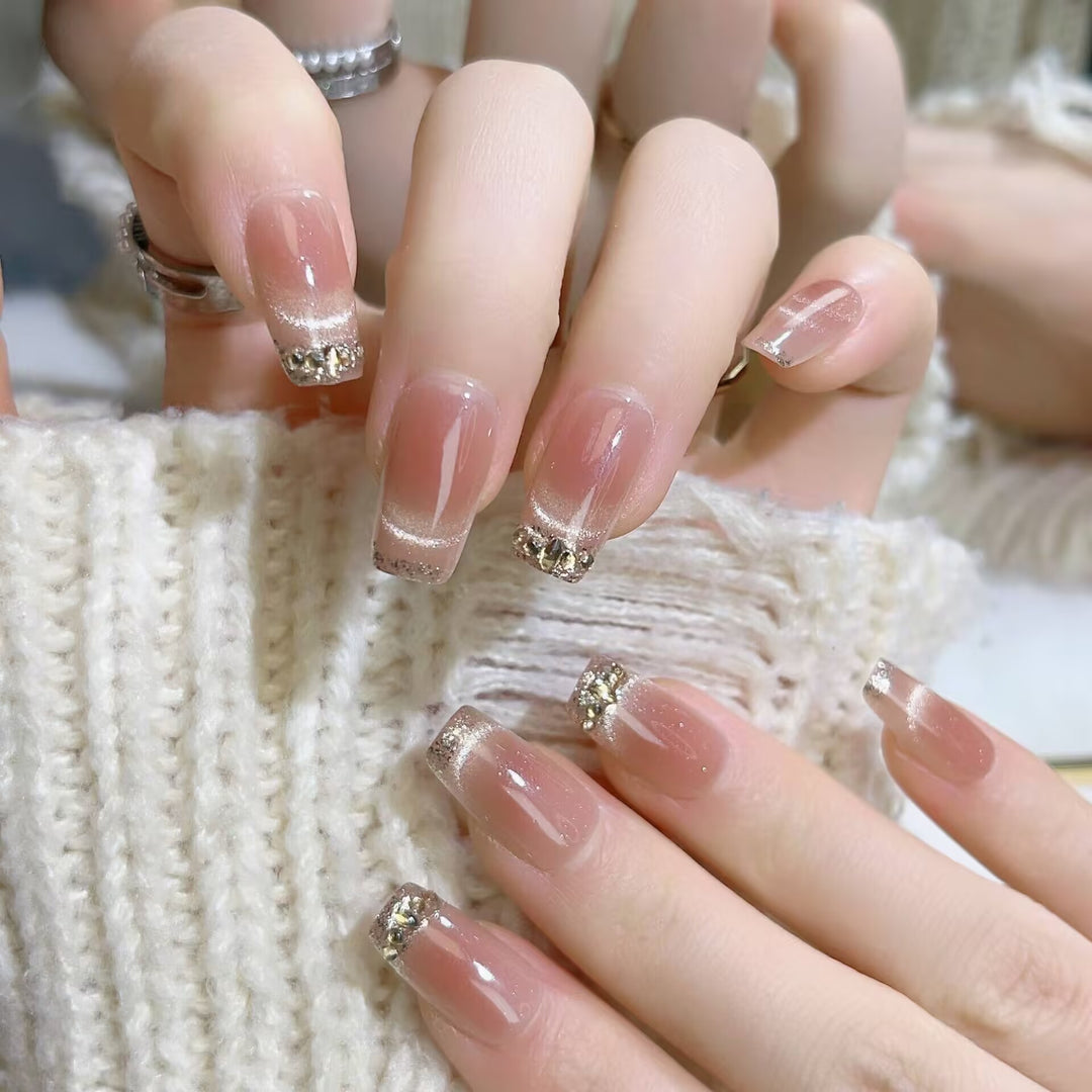 Elegantes Glitter-Tipp Press-On Nagelset Karnz