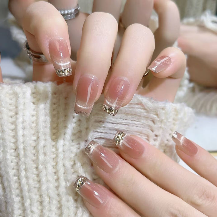 Elegantes Glitter-Tipp Press-On Nagelset Karnz