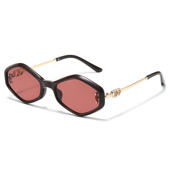 Geometrische Rahmen-Sonnenbrille mit Strass-Akzenten Karnz