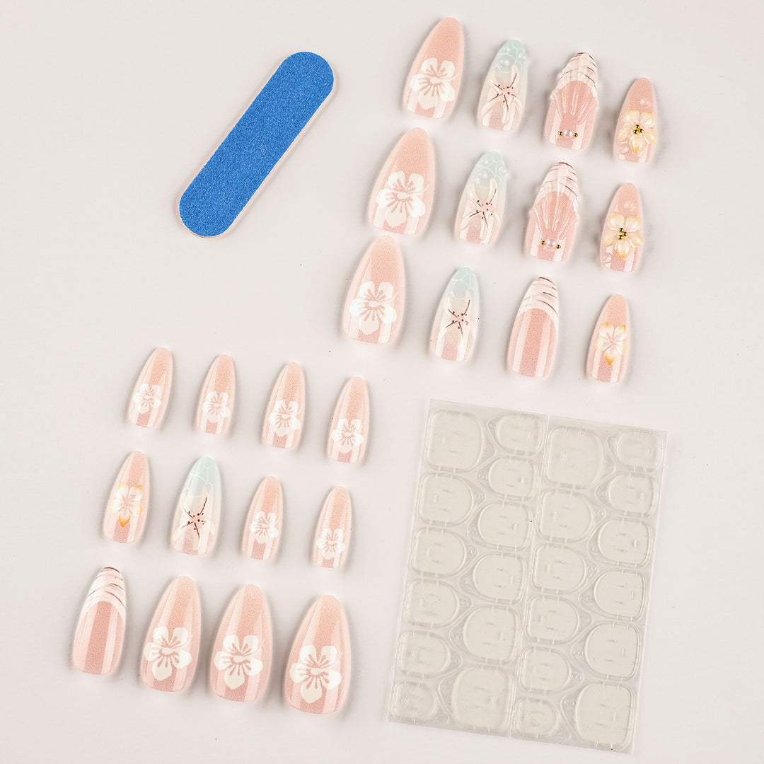 Künstlerisches 3D-Blumen-Press-On-Nagelset Karnz