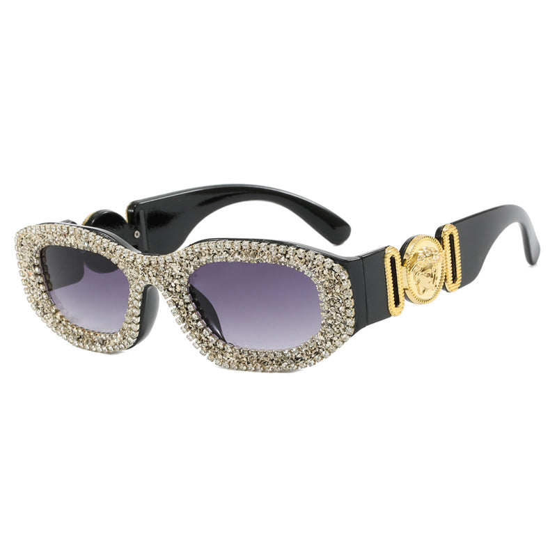 Damen extravagant gestaltete Sonnenbrille mit strassbesetztem Rahmen Karnz