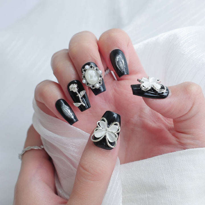 Luxus 3D Blumen Press-On Nagelset