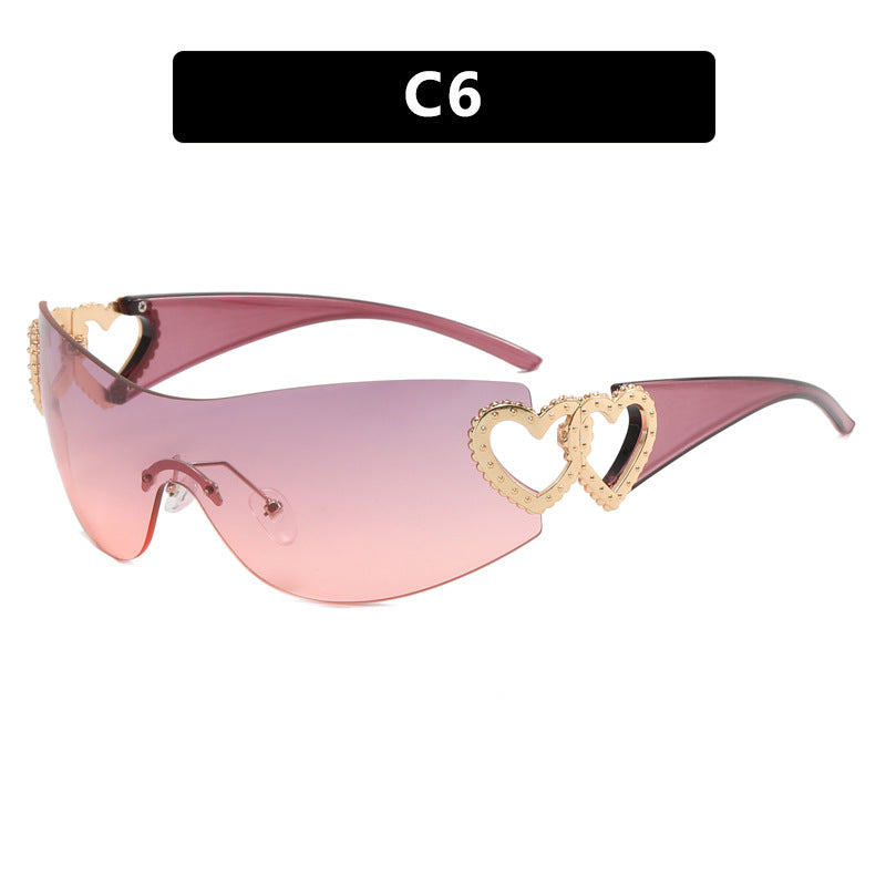 Damen Fashion-Sonnenbrille mit Herz-Applikationen Karnz
