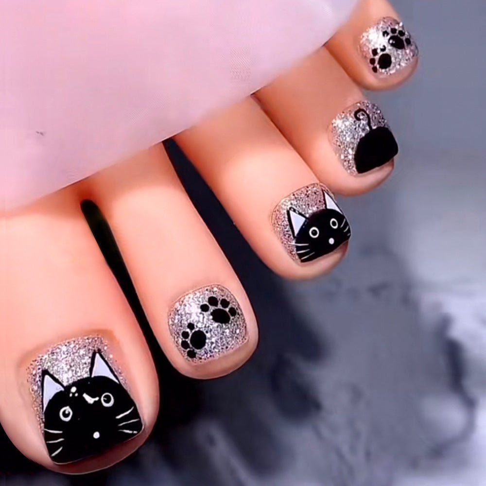 Fußnagelkunst mit Katzenmotiv Karnz