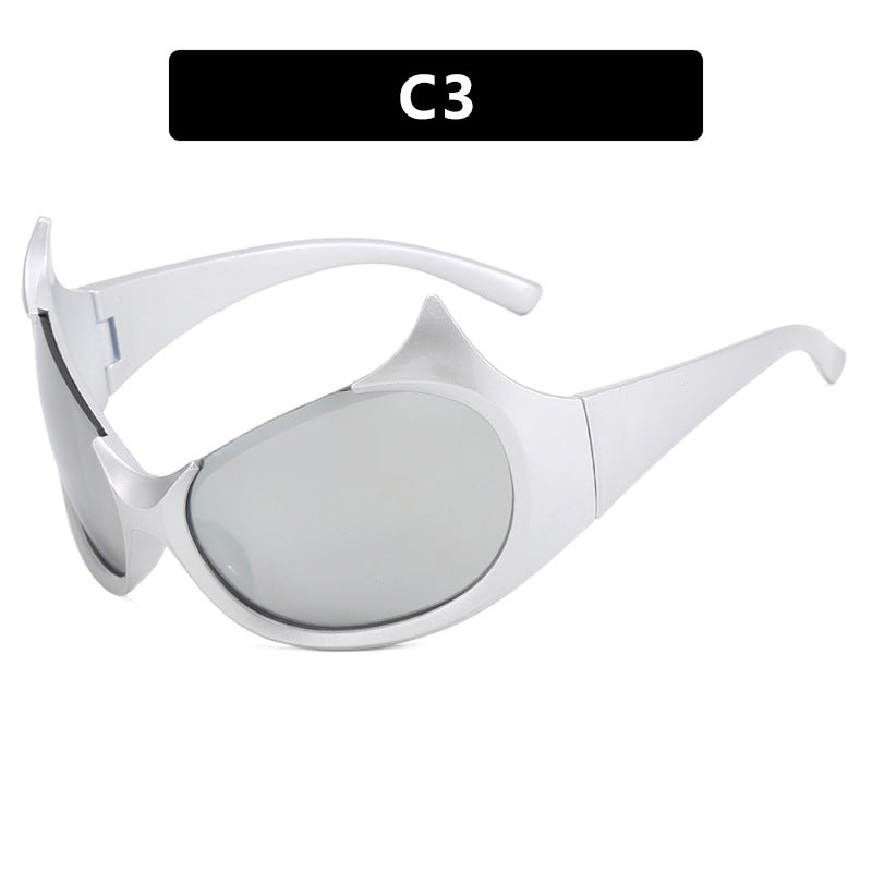 Damen futuristische Sonnenbrille mit stylischem Design und schützendem UV-Filter Karnz