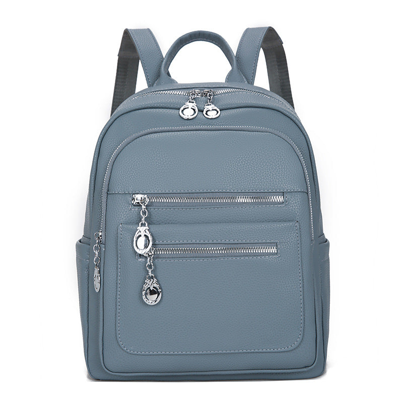 Stylischer Mehrfach-Taschen Leder-Rucksack Karnz