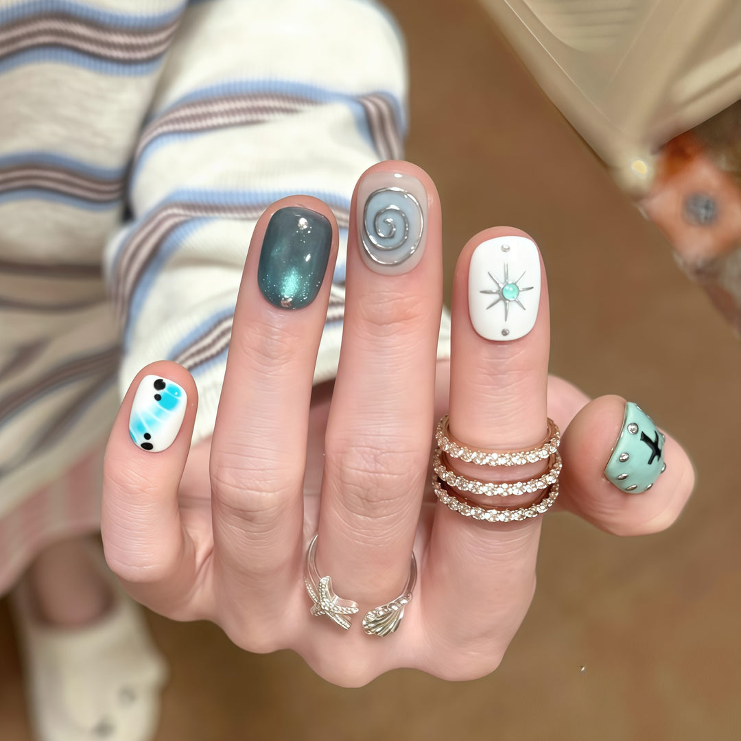 Künstliche Nagelspitzen mit Kreativen Geometrischen Designs Karnz