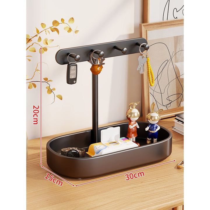 Wave-Top Vertikales Schmuck- und Schlüssel-Organizer-Tablett mit Mehrfach-Haken-Ständer