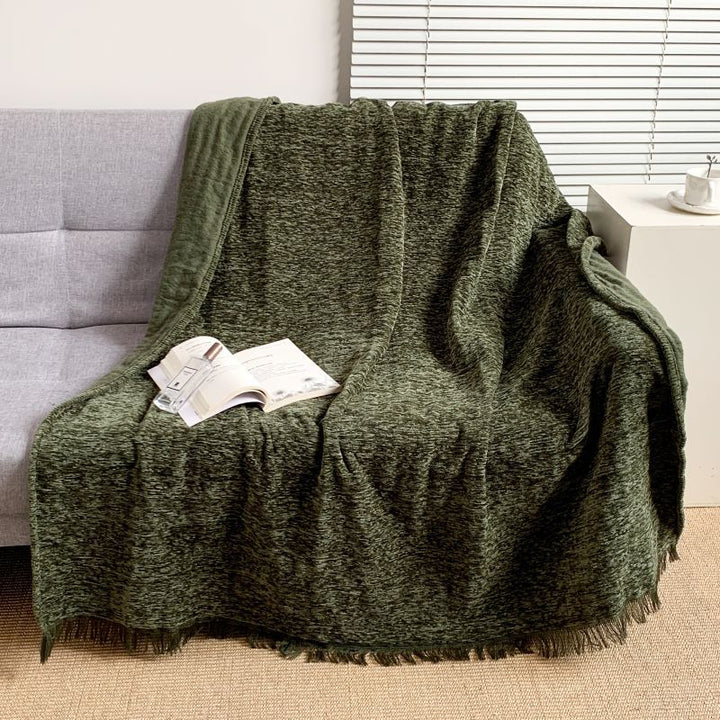 Gemütliche Strickwurfdecke
