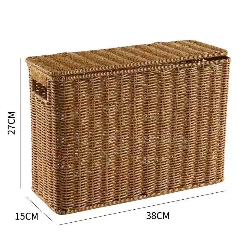 Damen Multifunktionaler Rattankorb mit Deckel Karnz