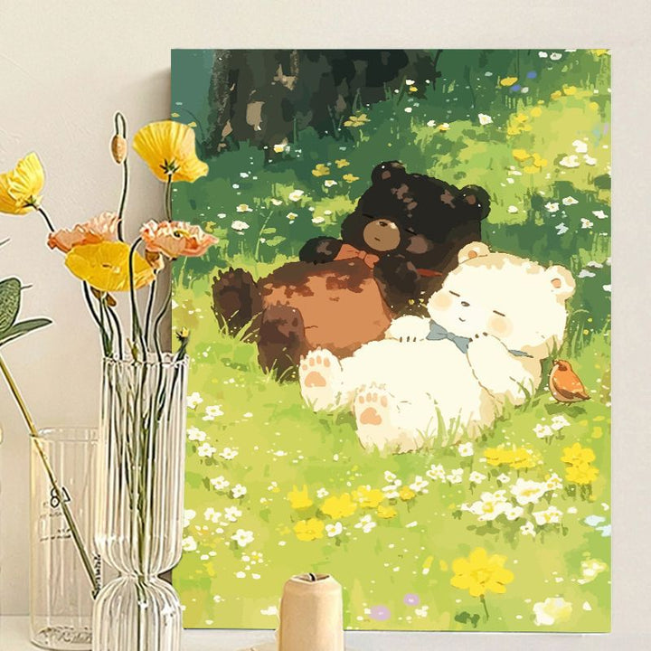 Niedliches Bären-Themen-Kunst-Leinwanddruck Karnz