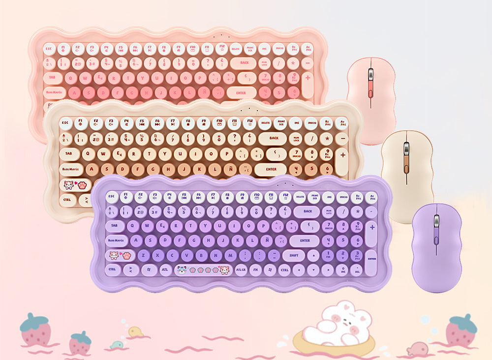 Süßes ästhetisches kabelloses Tastatur- und Maus-Set Karnz