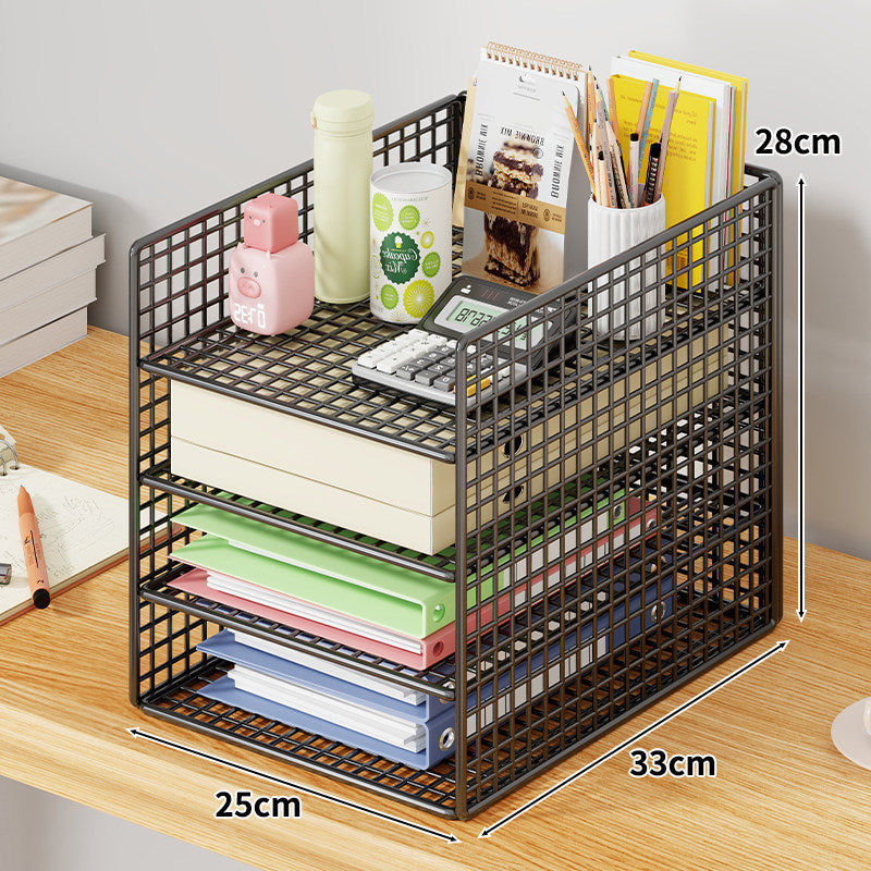 Mesh Zwei-Ebenen Schreibtisch Dokumenten- und Schreibwaren-Organizer