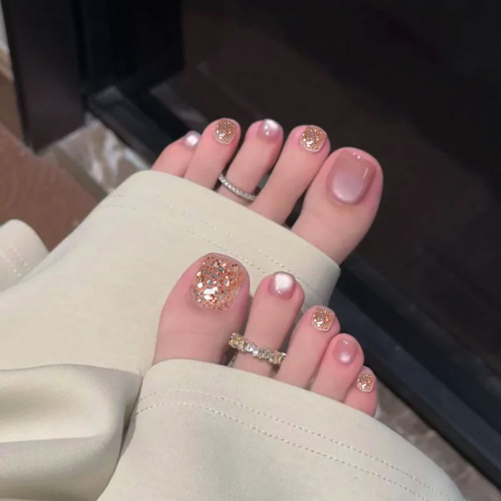 Rhinestone-beschichtete Pediküre Nagelkunst
