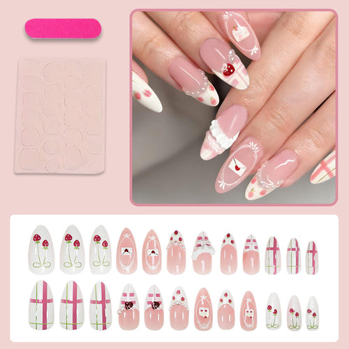 Kunstnagelset mit verspielten Blüten- und aufwendigen Dekoren Karnz