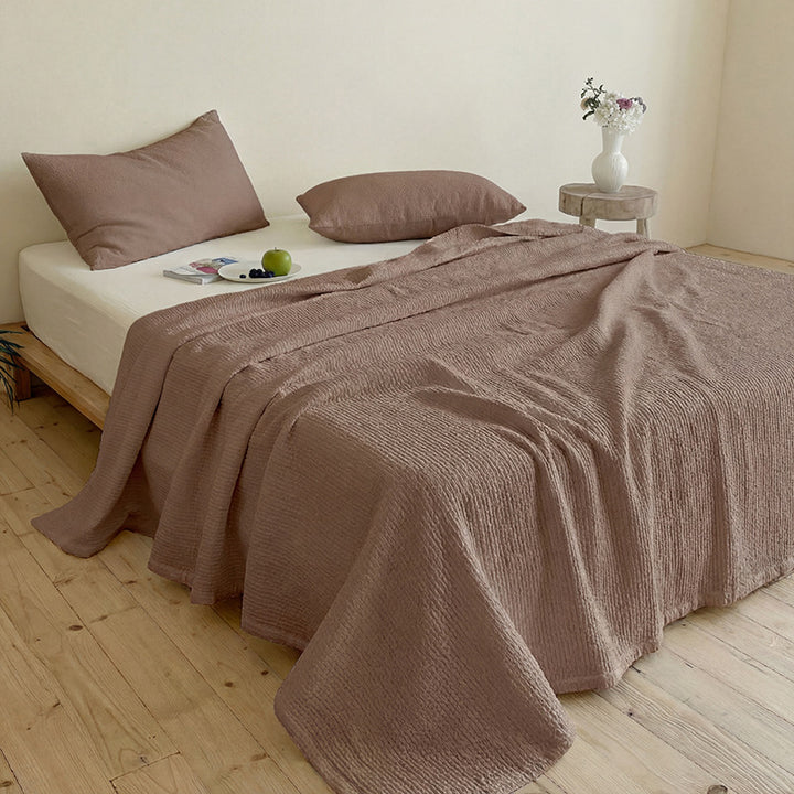 Leichte Waffelstruktur-Tagesdecke aus atmungsaktiver Baumwolle für Bett und Sofa