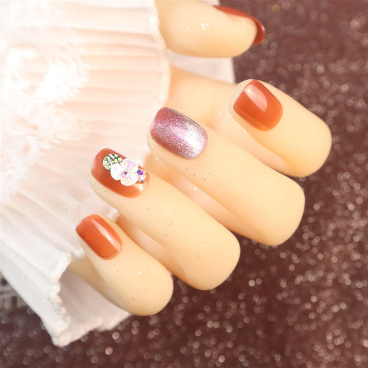 Glitzer Blumen Press-On Nagel Set Karnz