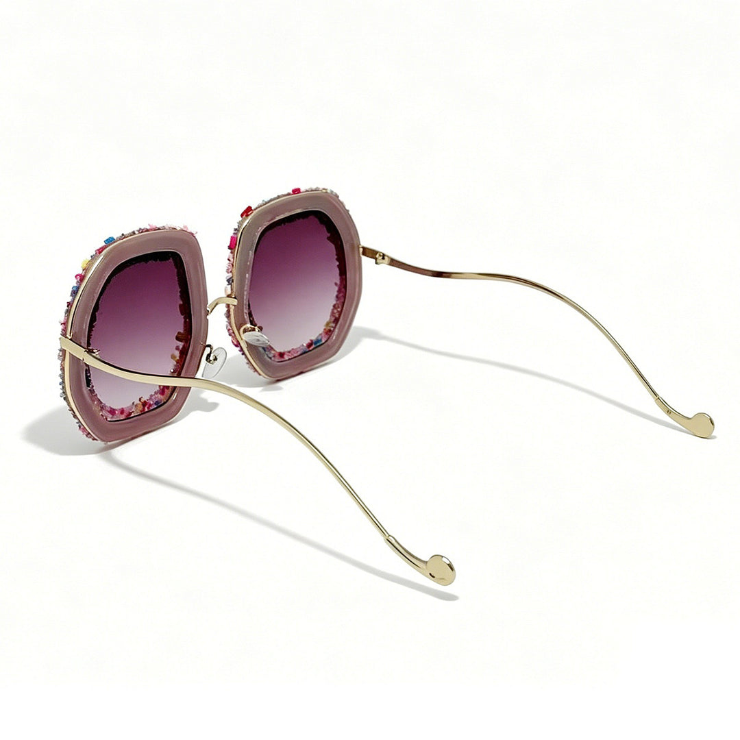Damen kreative Designer-Sonnenbrille mit buntem Schmuckrahmen Karnz