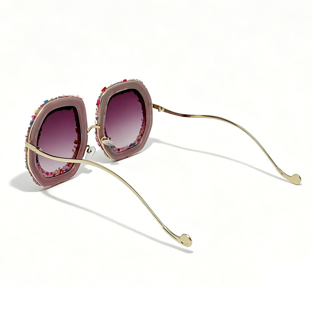 Damen kreative Designer-Sonnenbrille mit buntem Schmuckrahmen Karnz