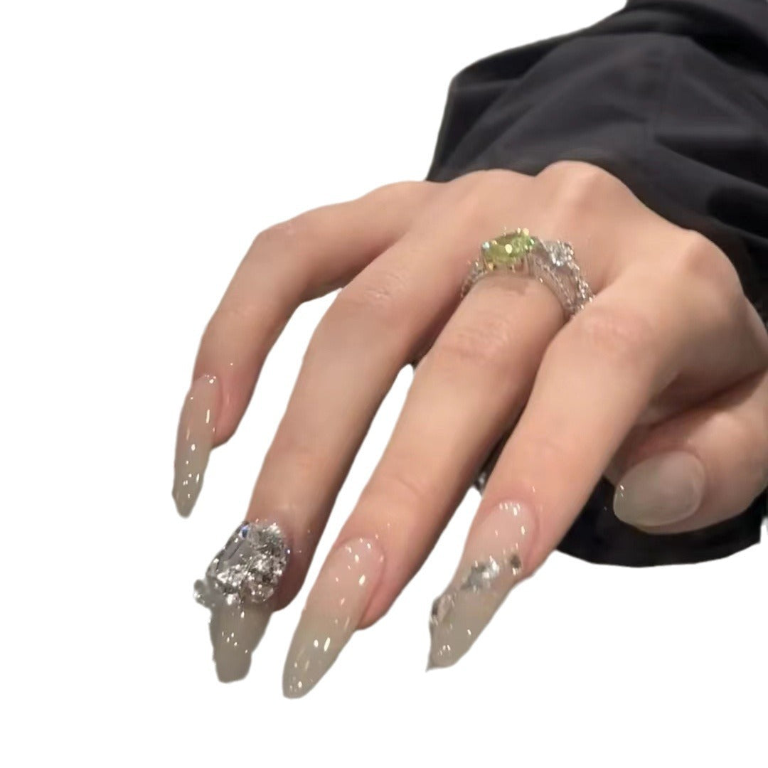 Elegantes Stiletto Press-On Nagel-Set mit Strass-Akzenten Karnz
