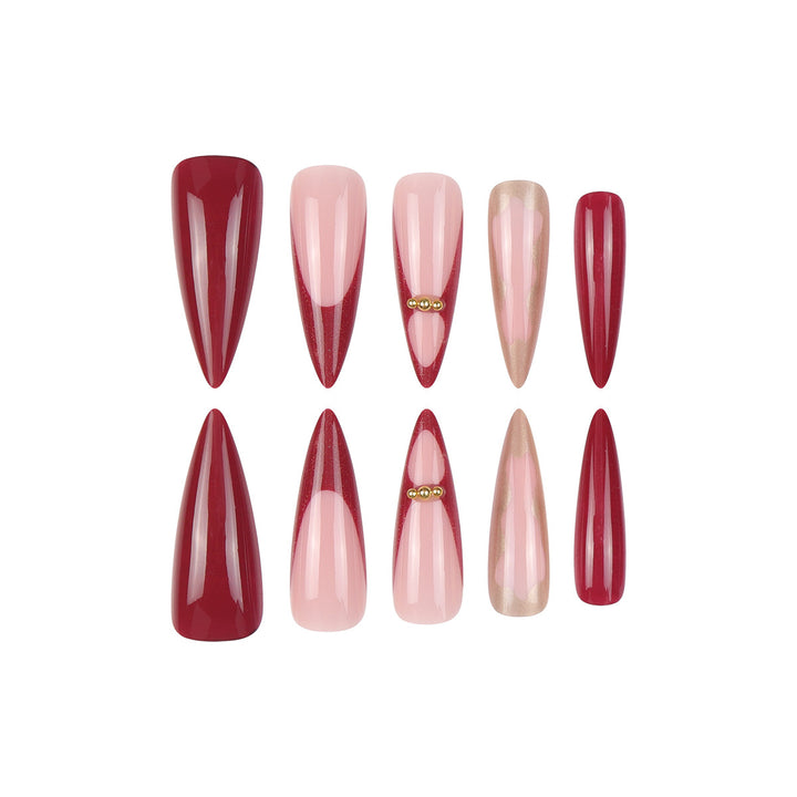 Gradient Stiletto Druck-auf-Nägel mit goldenen Akzenten Karnz