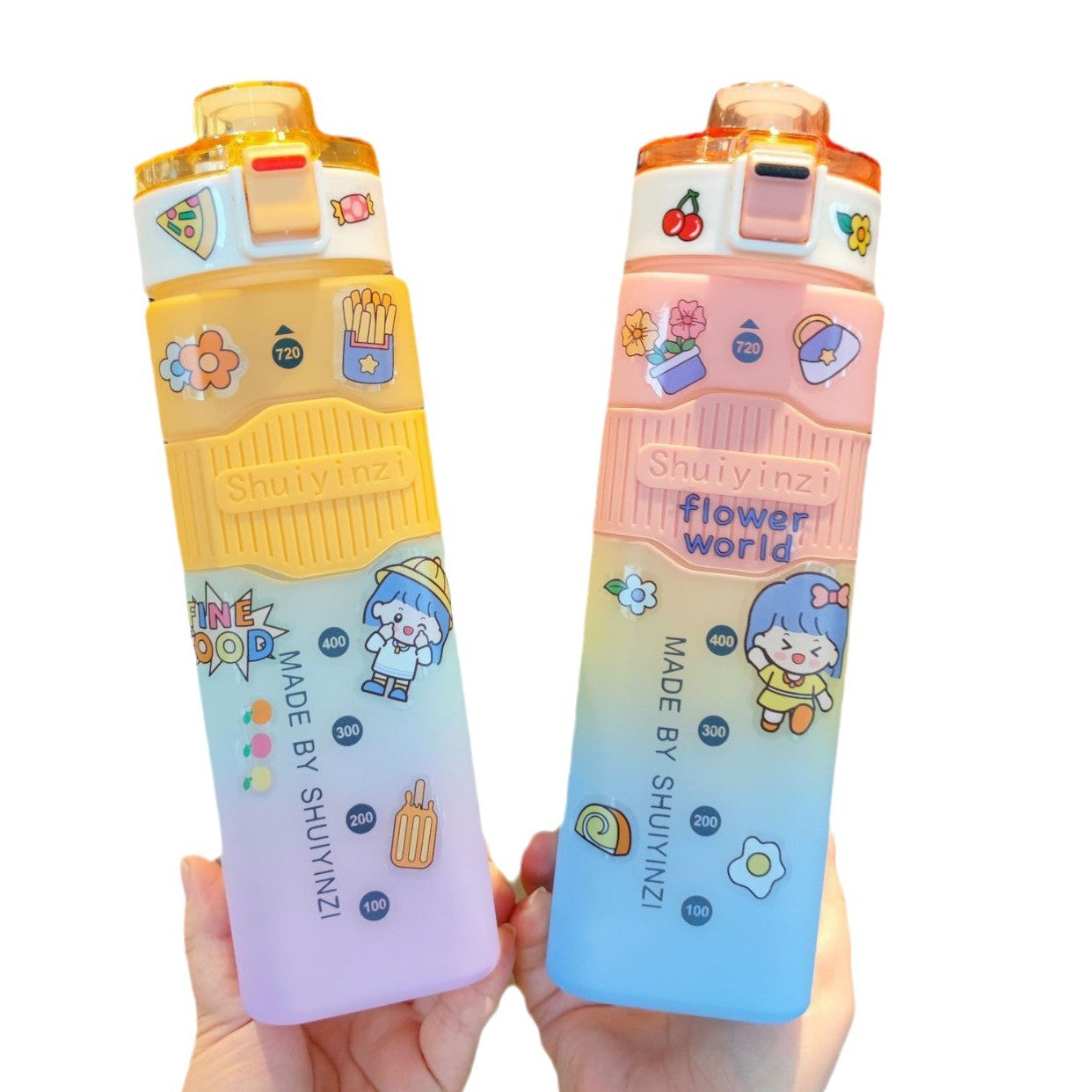 Damen Trinkflasche mit Motivationsmarkierungen und auslaufsicherem Deckel Karnz