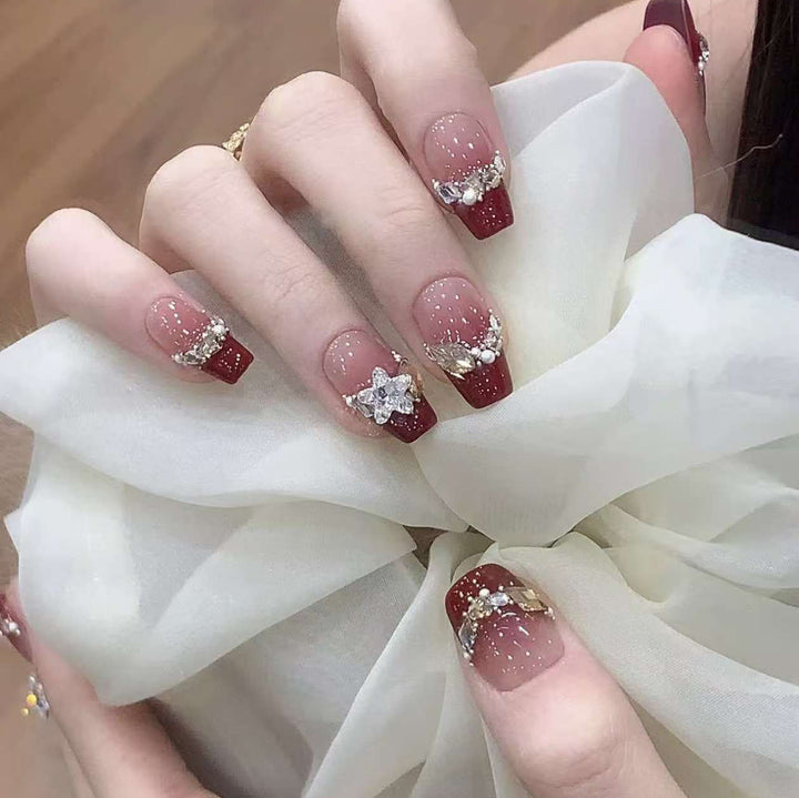 Dekorative Glitter Press-On Nagelset Karnz