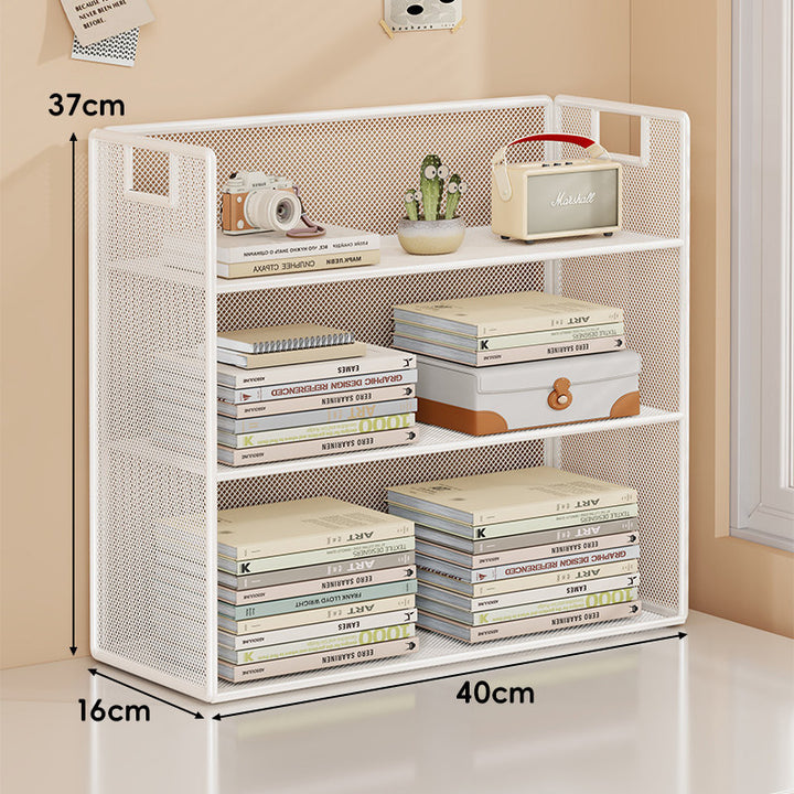 Mesh Stufiger Desktop-Organizer-Regal mit Griffausschnitten