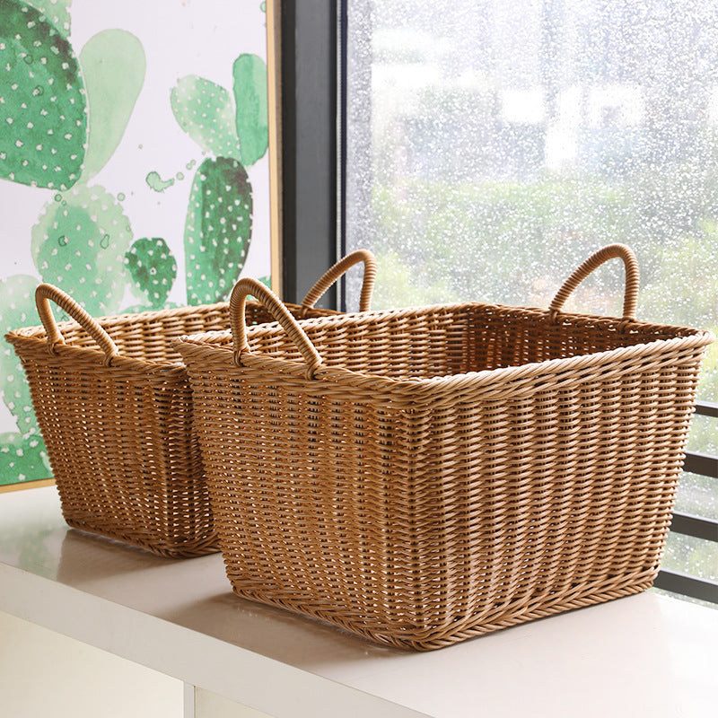 Unisex Geräumiger Aufbewahrungskorb aus geflochtenem Rattan Karnz