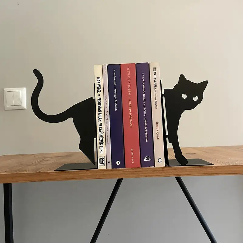 Katzenförmige Metallbuchstützen