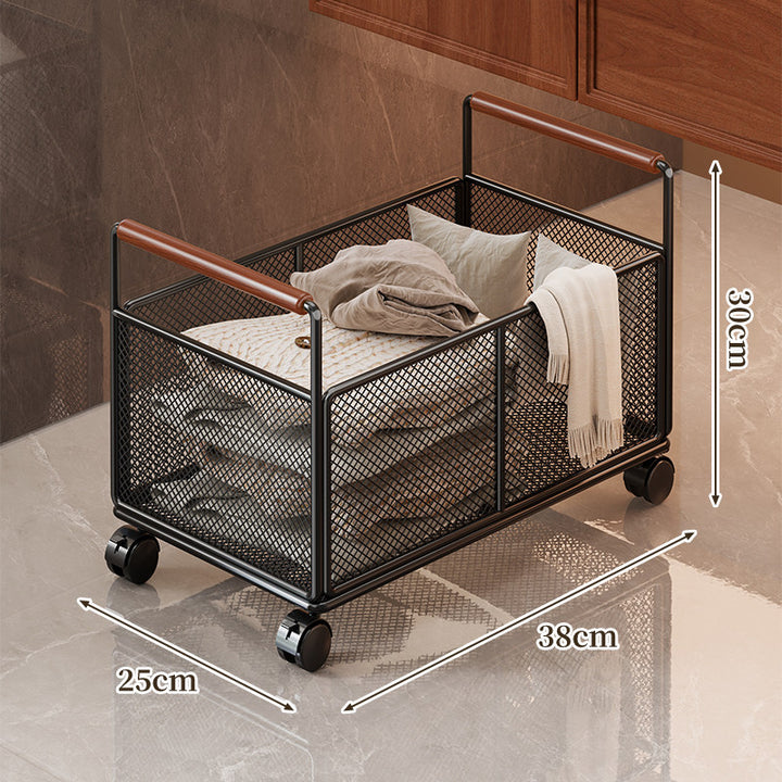 Kompaktes Mesh-Rolllager mit Holzgriffen