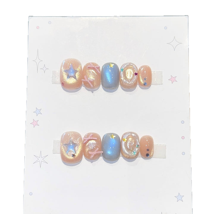 Kunstnagelset mit Funkelnden Sternen- und Glitzermotiven Karnz