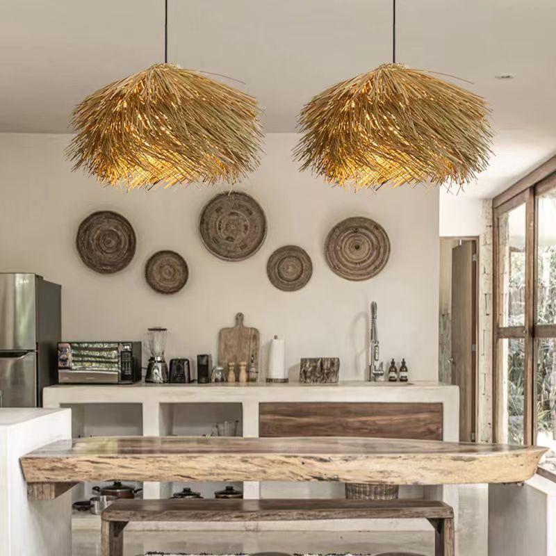 Bohemian-Style natürliche Strohlampe